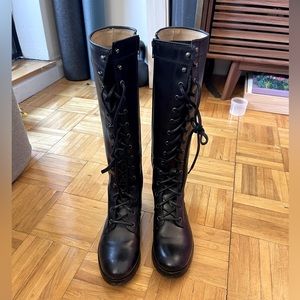 FRYE Knee High Lace Up w zipper boots